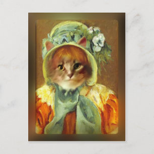 Cassatt Haube auf Kätzchen Postkarte