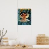 Cassatt - Junge Frau im grünen Freien in der Sonne Poster (Küche)