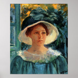Cassatt - Junge Frau in Grün im Freien in der Sonn Poster