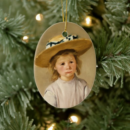 Cassatt Kind mit Strohhut Keramik Ornament (Baum)