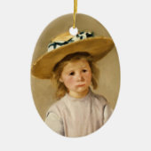 Cassatt Kind mit Strohhut Keramik Ornament (Vorne)