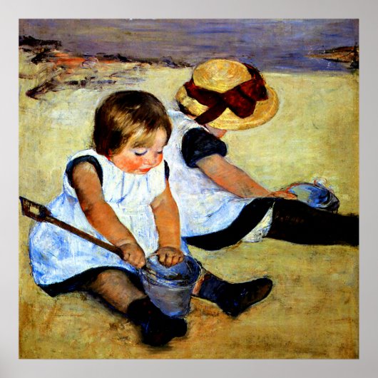 Cassatt - Kinder am Strand Poster (Vorne)