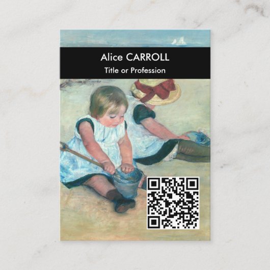 Cassatt - Kinder am Strand spielen - QR-Code Visitenkarte (Vorderseite)