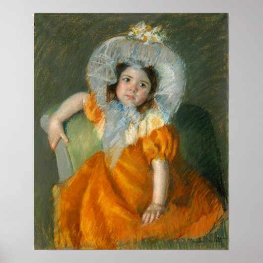 Cassatt - Margot in orangefarbenem Kleid Poster (Vorne)