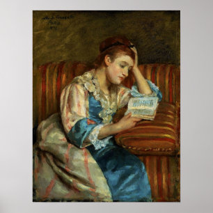 Cassatt - Mrs Duffee sitzt auf einem Sofa lesend Poster