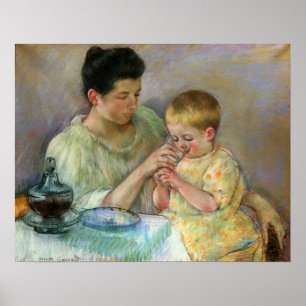 Cassatt - Mutter stillt Kind Poster