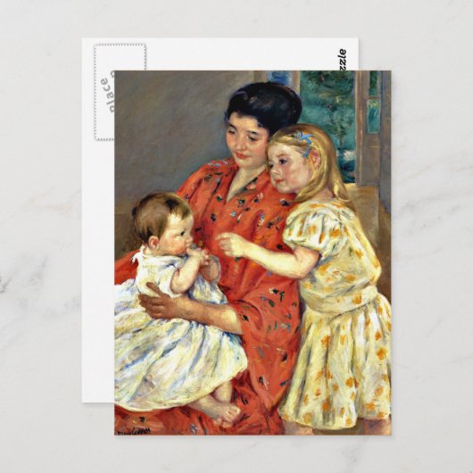 Cassatt: Mutter und Sara bewundern das Baby Postkarte (Vorne/Hinten)