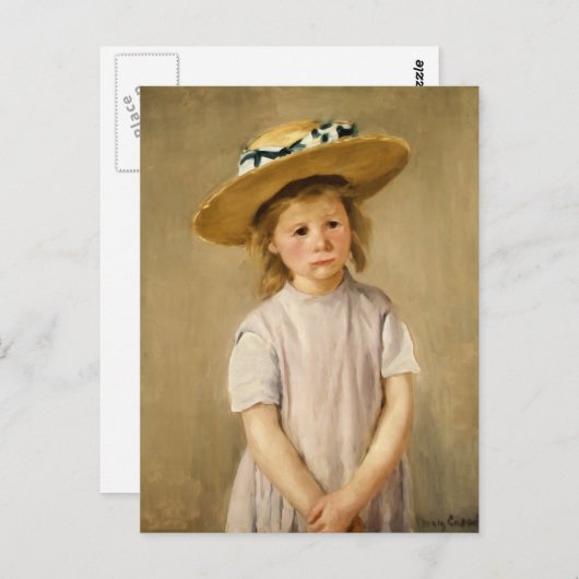 Cassatts Kind in Strohhut - mit einem süßen Lächel Postkarte (Vorne/Hinten)