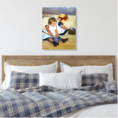 Cassatts Kinder am Strand überzogen Canvas Leinwanddruck (Insitu (Schlafzimmer))
