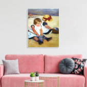 Cassatts Kinder am Strand überzogen Canvas Leinwanddruck (Insitu (Wohnzimmer))