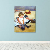 Cassatts Kinder am Strand überzogen Canvas Leinwanddruck (Insitu (Holzboden))