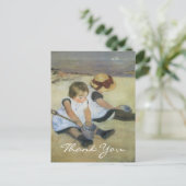 Cassatts Kinder spielen am Strand Postkarte (Stehend Vorderseite)