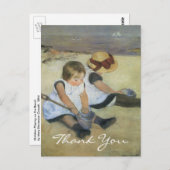 Cassatts Kinder spielen am Strand Postkarte (Vorne/Hinten)