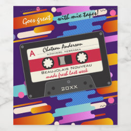 Cassette Mix-Band 80er Rettro personalisierte haus Weinetikett