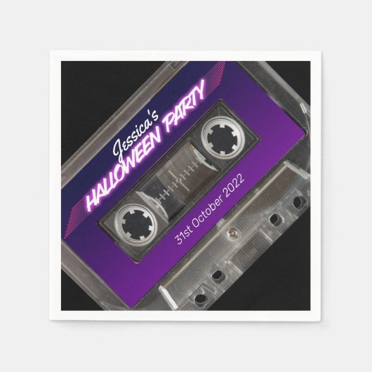 Cassette Retro 80er Themed Mixtape Halloween-Party Serviette (Vorderseite)