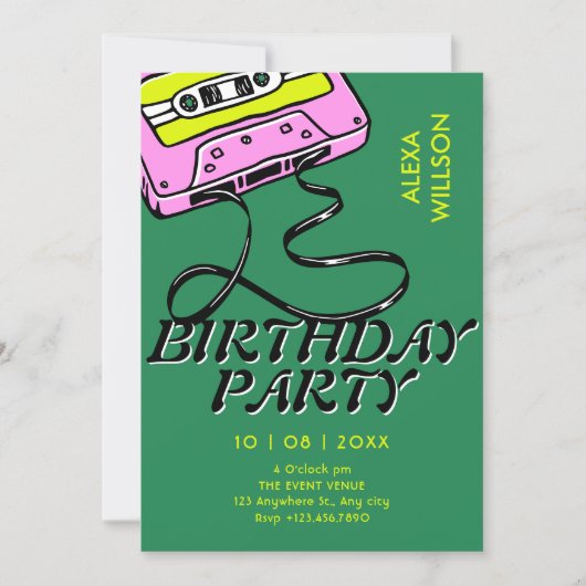 Cassette retro birthday einladung (Vorderseite)