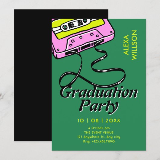 Cassette retro graduation  einladung (Vorne/Hinten)