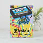 Cassette Tape 80's Theme Birthday Party in den 198 Einladung (Stehend Vorderseite)