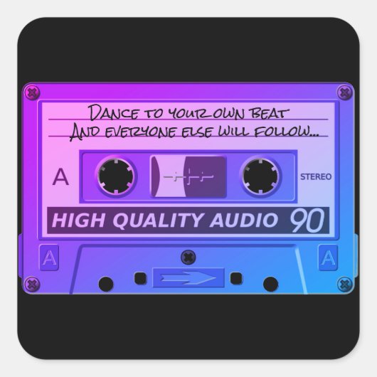 Cassette Tape Blue Art Cool Quadratischer Aufkleber (Vorderseite)