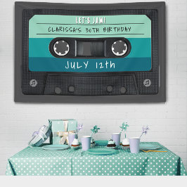 Cassette Tape Blue Retro Geburtstagsparty Banner