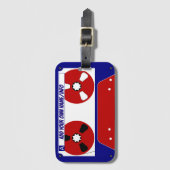 Cassette Tape Gepäckanhänger Blau/Rot (Vorderseite Vertikal)