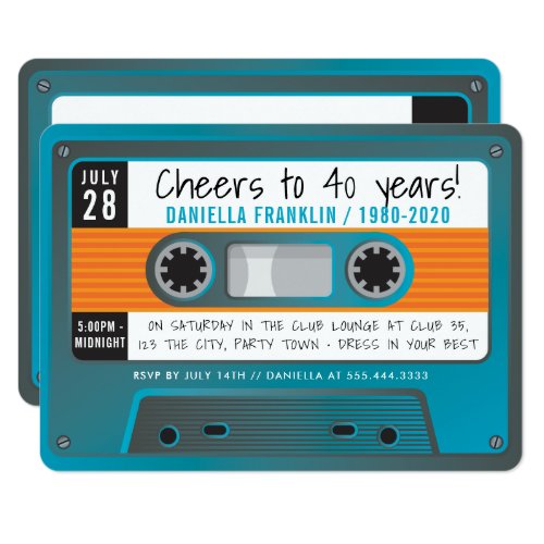 Retro Einladungen Zum 40 Geburtstag Meine Einladungskarten De