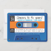CASSETTE TAPE Moderne Diskothek Geburtstag blau or Einladung (Vorderseite)