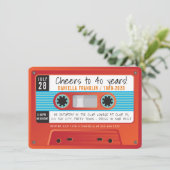 CASSETTE TAPE Vintage Disco Geburtstag Rote Orange Einladung (Stehend Vorderseite)