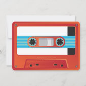 CASSETTE TAPE Vintage Disco Geburtstag Rote Orange Einladung (Rückseite)