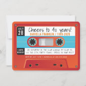 CASSETTE TAPE Vintage Disco Geburtstag Rote Orange Einladung (Vorderseite)