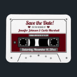 Cassette Tape Wein Red Wedding Save the Date Magnet<br><div class="desc">Das Design von Retro-Kassetten für diese Speichermedien speichert die Datums-Magnete</div>