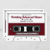 Cassette Tape Wine Red Wedding Probe Dinner Einladung (Vorne/Hinten)