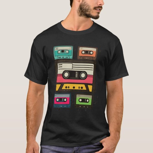 Cassette Tapes Mixtapes 1980s Radio Music Graphic T-Shirt (Vorderseite)