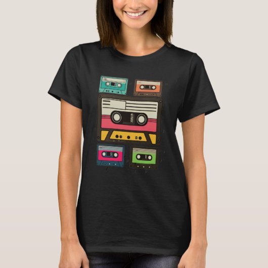 Cassette Tapes Mixtapes 1980s Radio Music Graphic T-Shirt (Vorderseite)