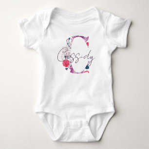 Cassidy Baby Name Flower Script Vintage Floral C Strampler