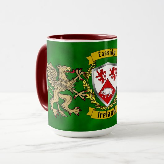 Cassidy Irish Shield & Griffins Personalisiert Tasse (Vorderseite Links)
