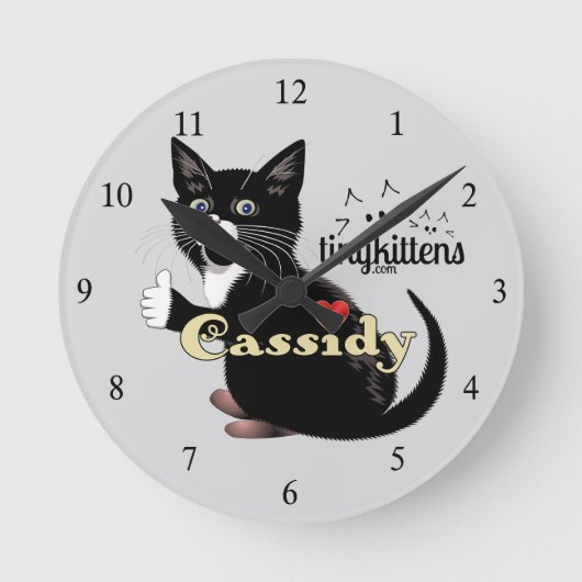 Cassidy TinyKittens Runde Wanduhr (Vorderseite)