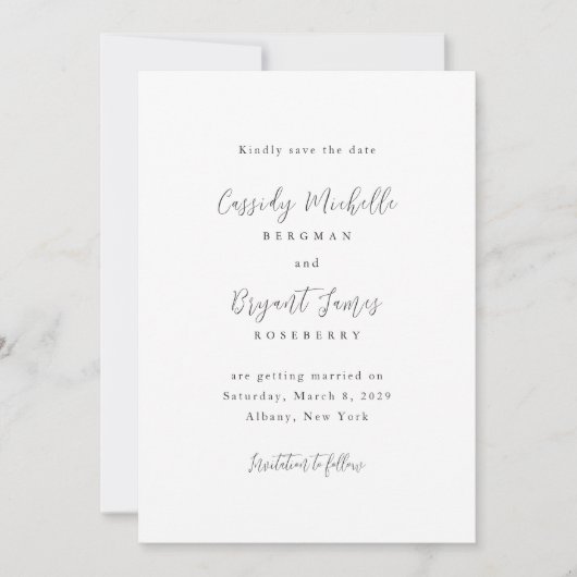 Cassidy Traditionelle Hochzeit Save The Date (Vorderseite)