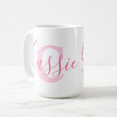 Cassie Name Bedeutung und monogramm rosa Text Kaffeetasse (Vorderseite Links)