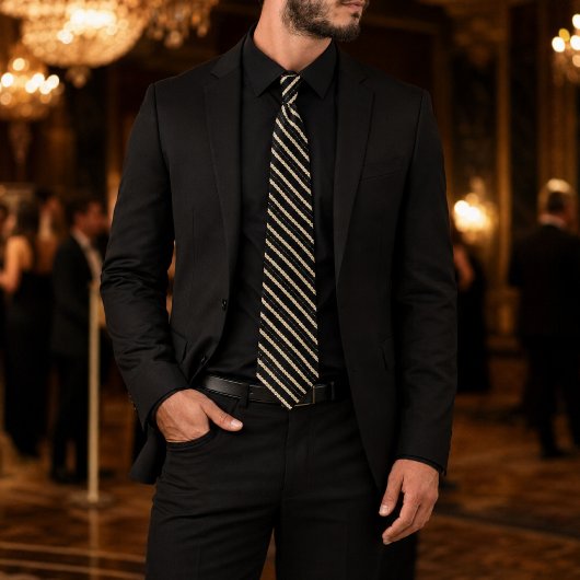 CASSIEL – Schwarze & Champagner elegante Abendkraw Krawatte