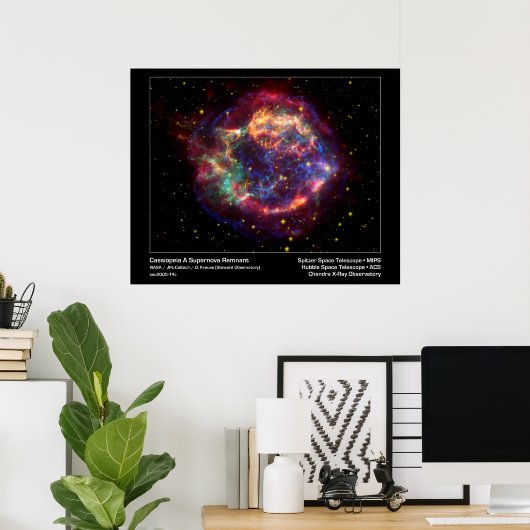 Cassiopeia A Supernova Remnant Spitzer Telescope Poster (Heimbüro)