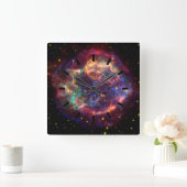 Cassiopeia-Galaxie-Supernovarest Quadratische Wanduhr (Zuhause)