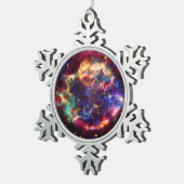 Cassiopeia Galaxy Supernova Rest Schneeflocken Zinn-Ornament (Rechts)