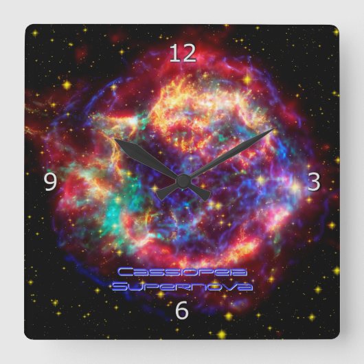 Cassiopeia, Milchstraße, die jüngste Supernova Quadratische Wanduhr (Vorderseite)