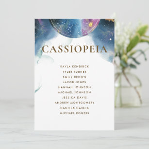 Cassiopeia, Sitzplan-Karte mit Gästennamen