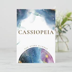Cassiopeia Table Sign Celestie Watercolor Thema Einladung