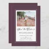 Cassis Lila Borders Foto Save the Date Hochzeit (Vorne/Hinten)