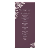 Cassis lila botanisches Hochzeitsprogramm Werbekarte (Hinten)