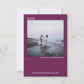 Cassis Lila Einfaches Minimalistisches Foto Hochze RSVP Karte (Vorderseite)