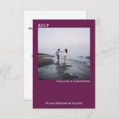 Cassis Lila Einfaches Minimalistisches Foto Hochze RSVP Karte (Vorne/Hinten)